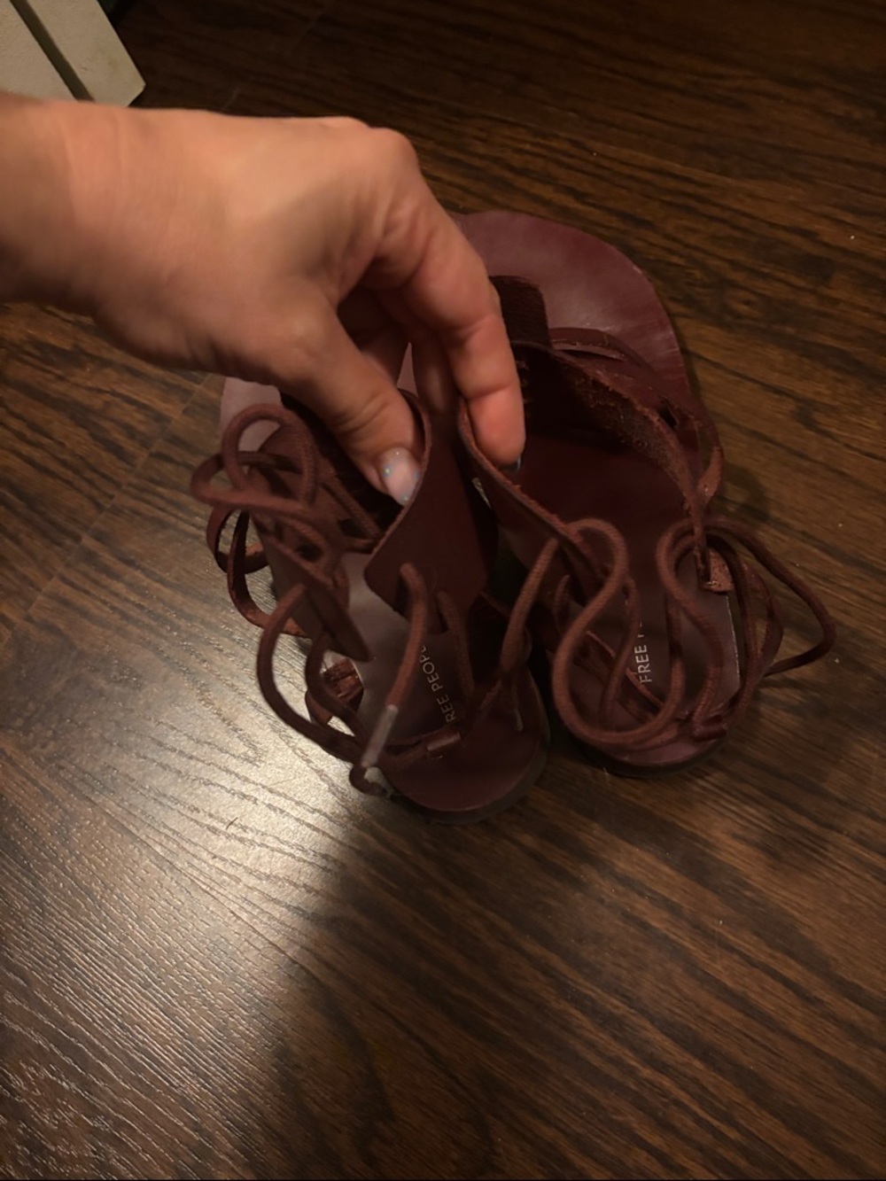 Free People Brown Leather Lace-Up Sandals - Picture 2 of 3